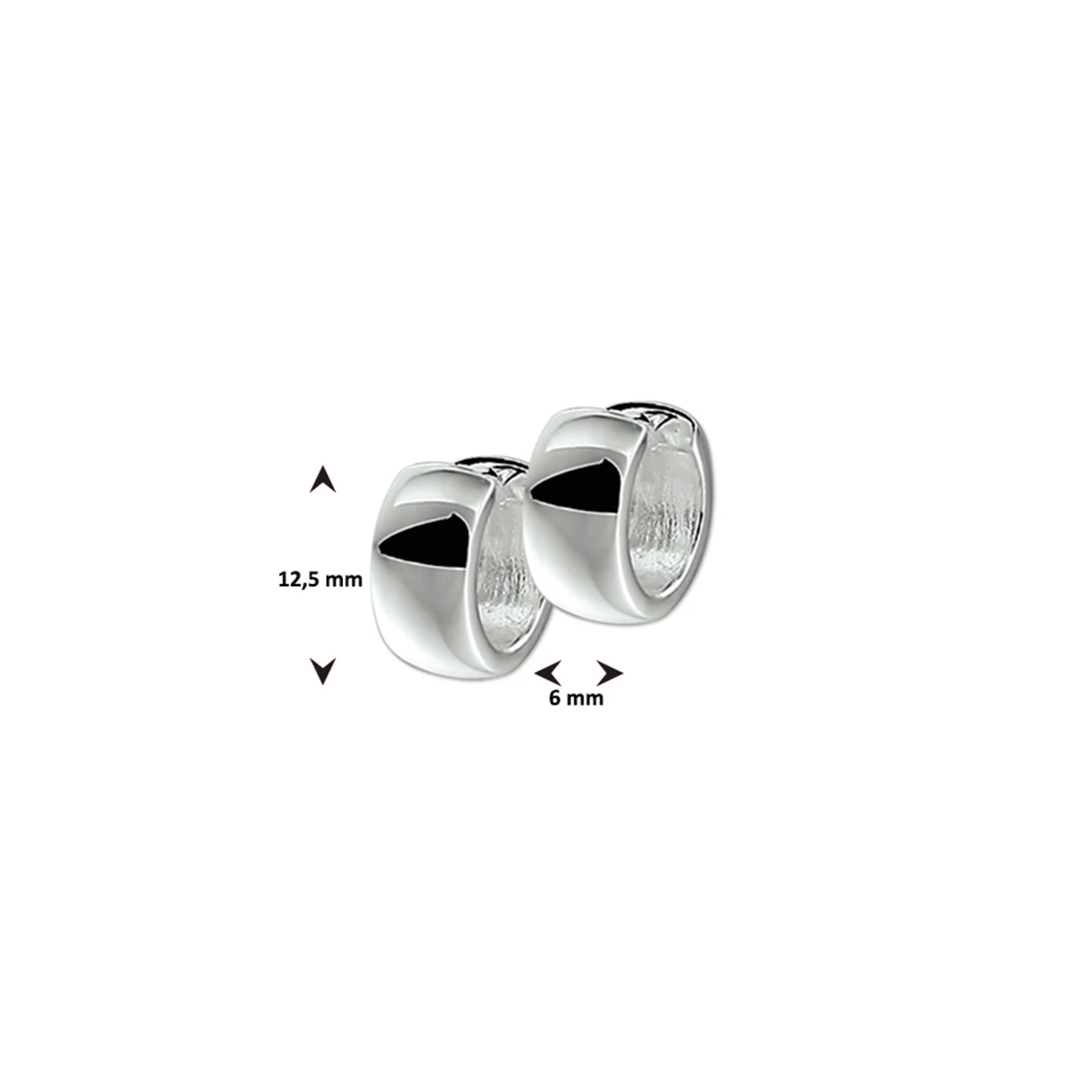 klapoorringen 6 mm bol zilver wit