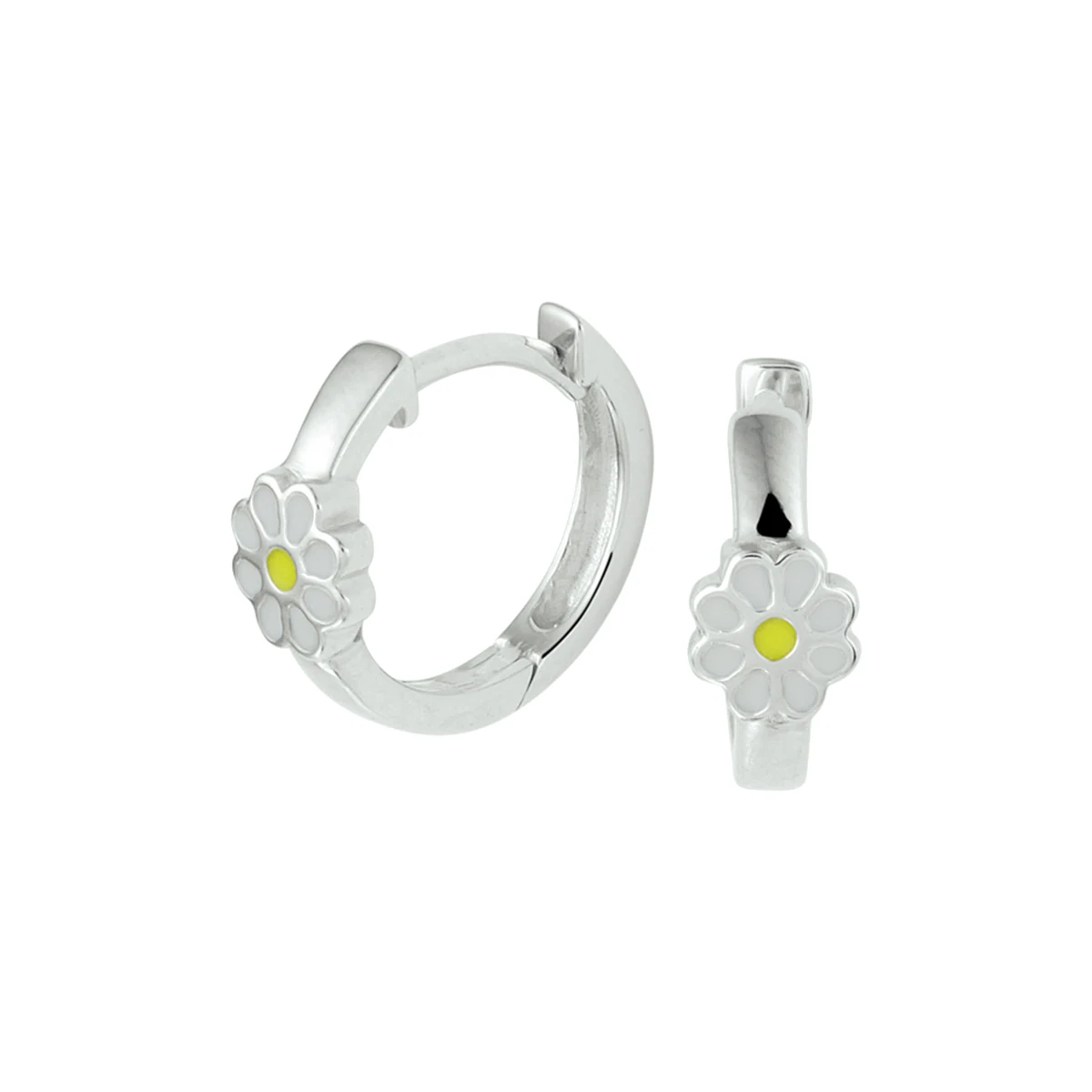 klapoorringen bloem emaille zilver gerhodineerd