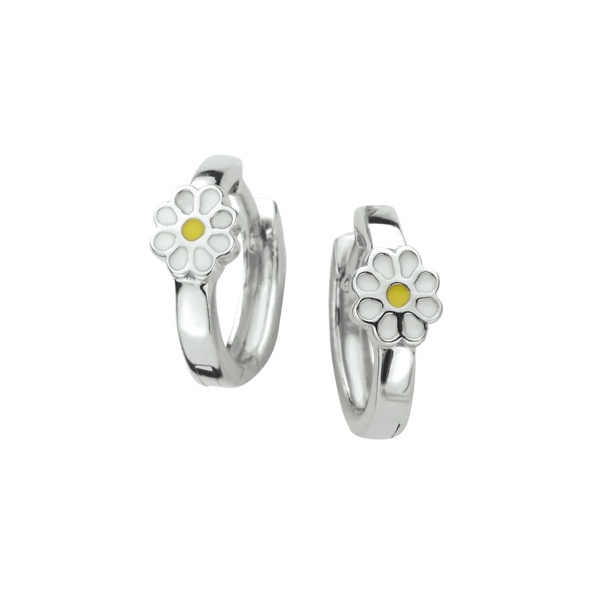 klapoorringen bloem emaille zilver gerhodineerd