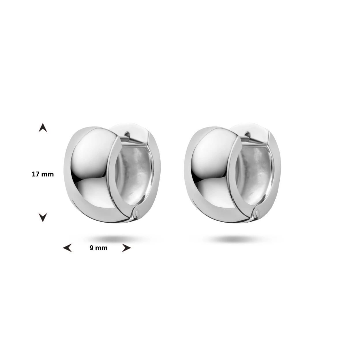 klapoorringen bol 17 mm zilver wit