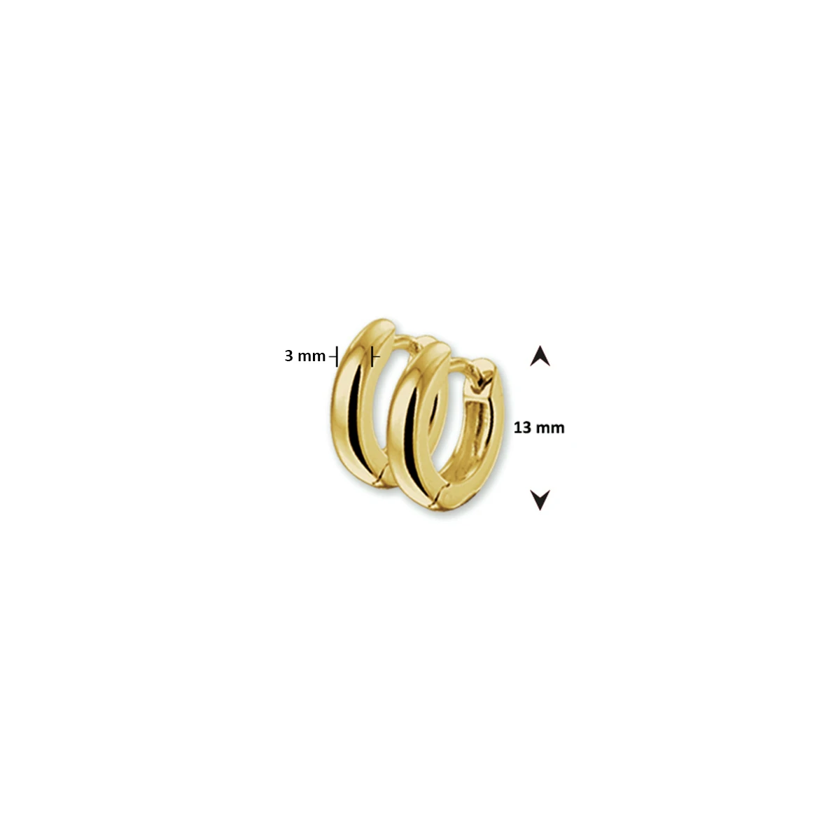 klapoorringen bolle buis 3,0 mm 14K geelgoud