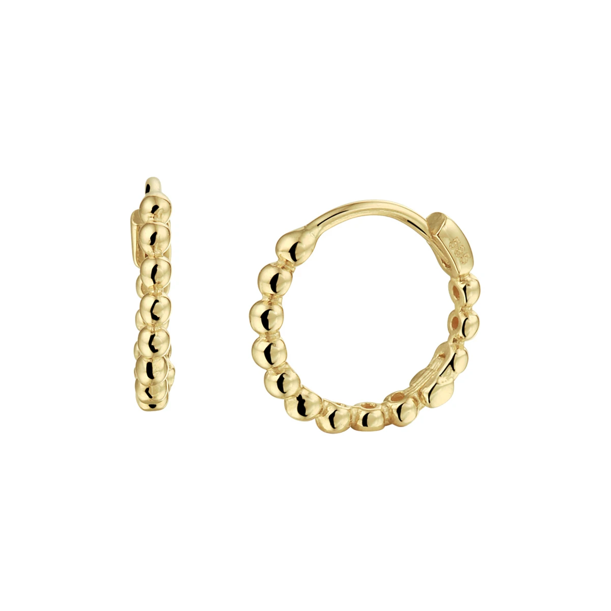 klapoorringen bolletjes 14K geelgoud