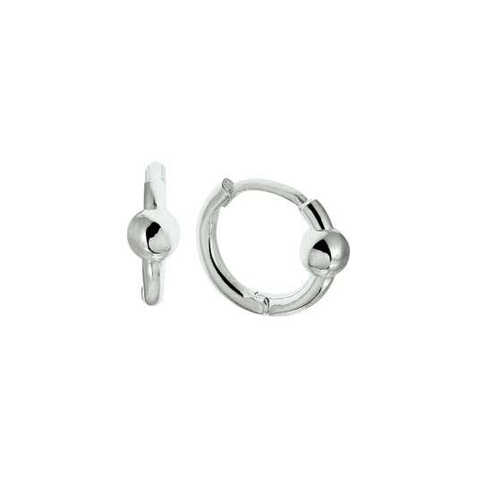 klapoorringen bolletjes zilver gerhodineerd