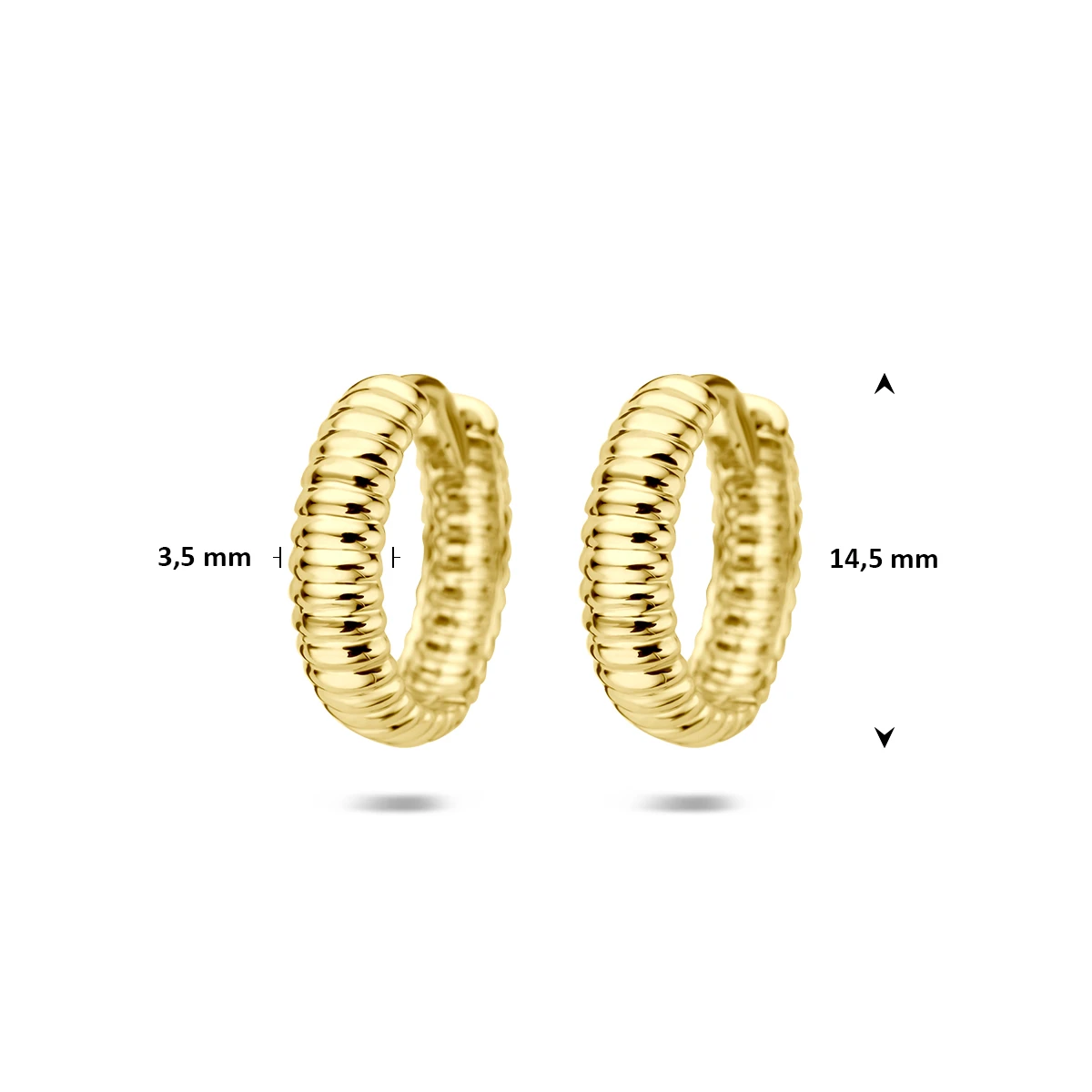 klapoorringen buis 3,5 mm 14K geelgoud