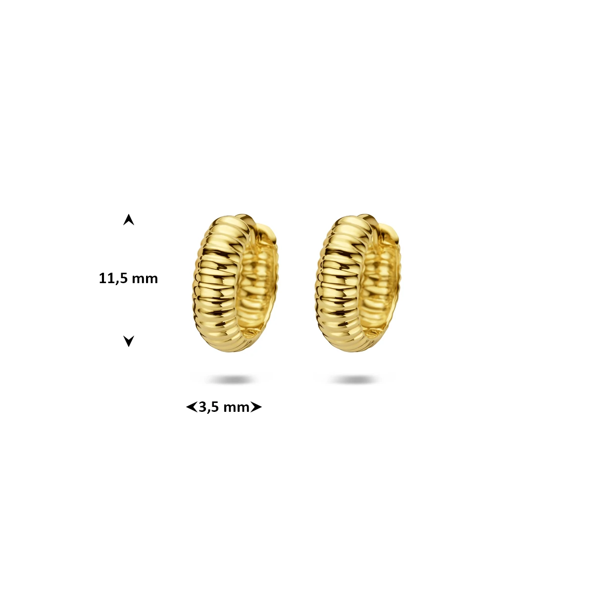 klapoorringen buis 3,5 mm 14K geelgoud