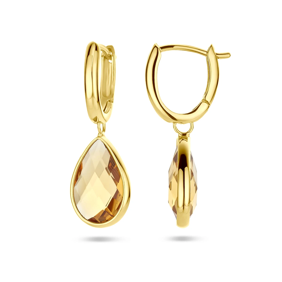 klapoorringen citrien 26 mm 14K geelgoud