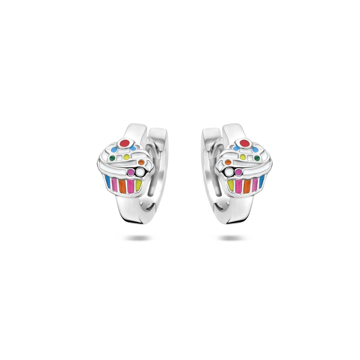 klapoorringen cupcake emaille zilver gerhodineerd