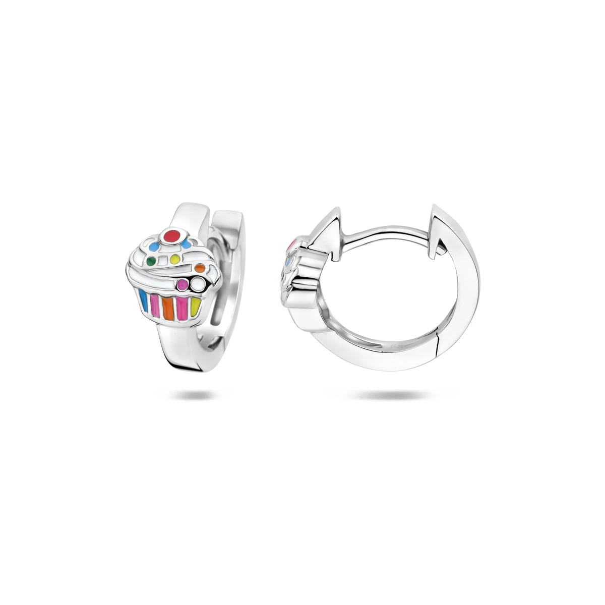 klapoorringen cupcake emaille zilver gerhodineerd