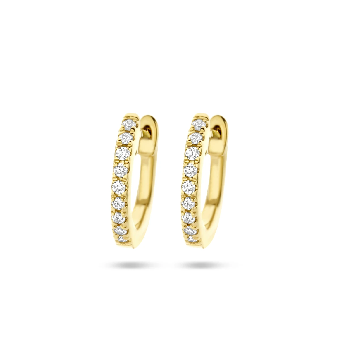 klapoorringen diamant 0.06ct (2x 0.03ct) h si 14K geelgoud