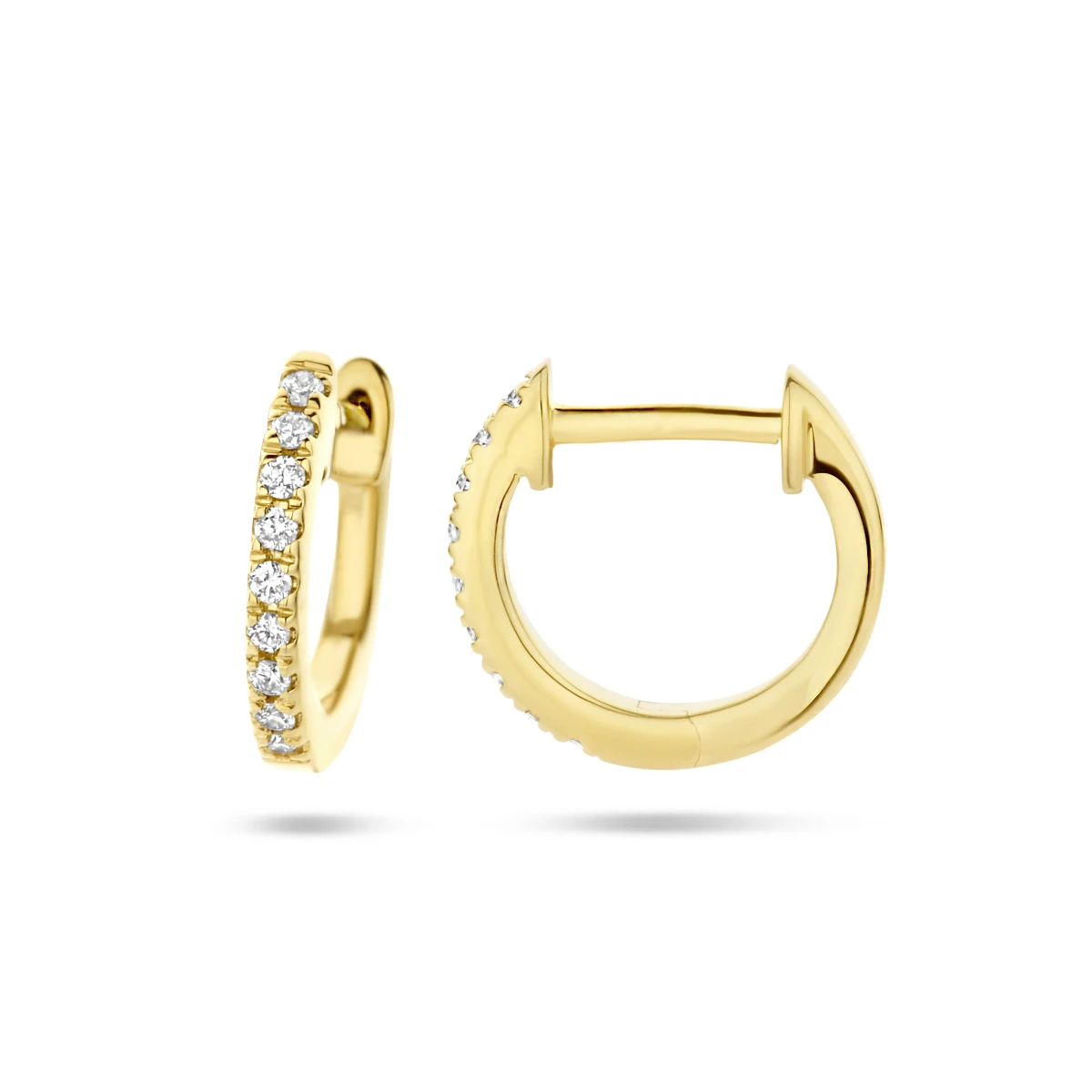 klapoorringen diamant 0.06ct (2x 0.03ct) h si 14K geelgoud