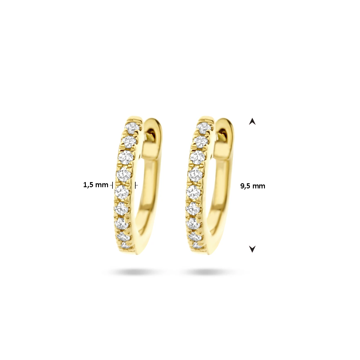 klapoorringen diamant 0.06ct (2x 0.03ct) h si 14K geelgoud