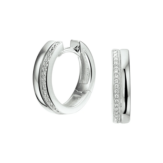 klapoorringen diamant 0.09ct (2x 0.045ct) h si 14K witgoud