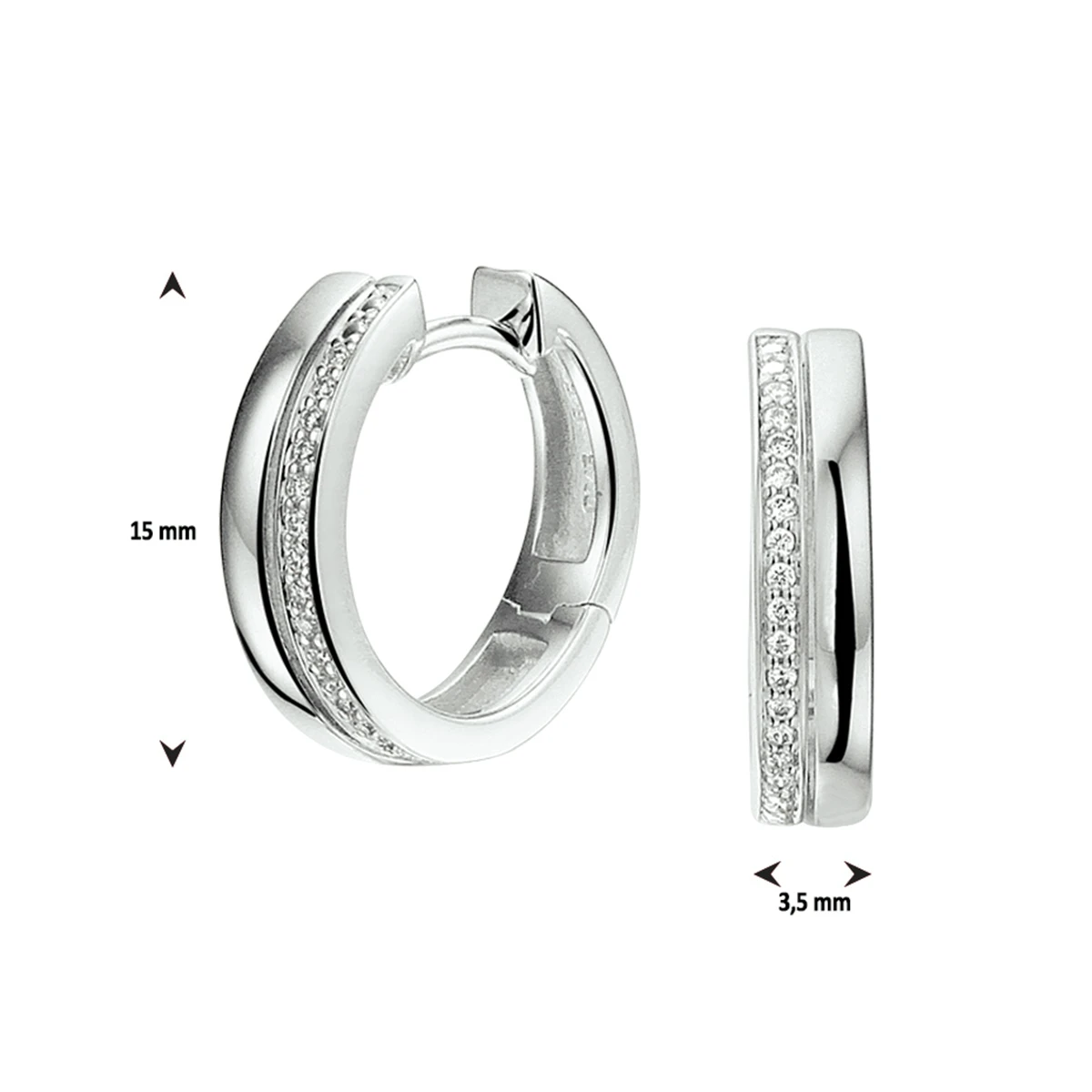 klapoorringen diamant 0.09ct (2x 0.045ct) h si 14K witgoud