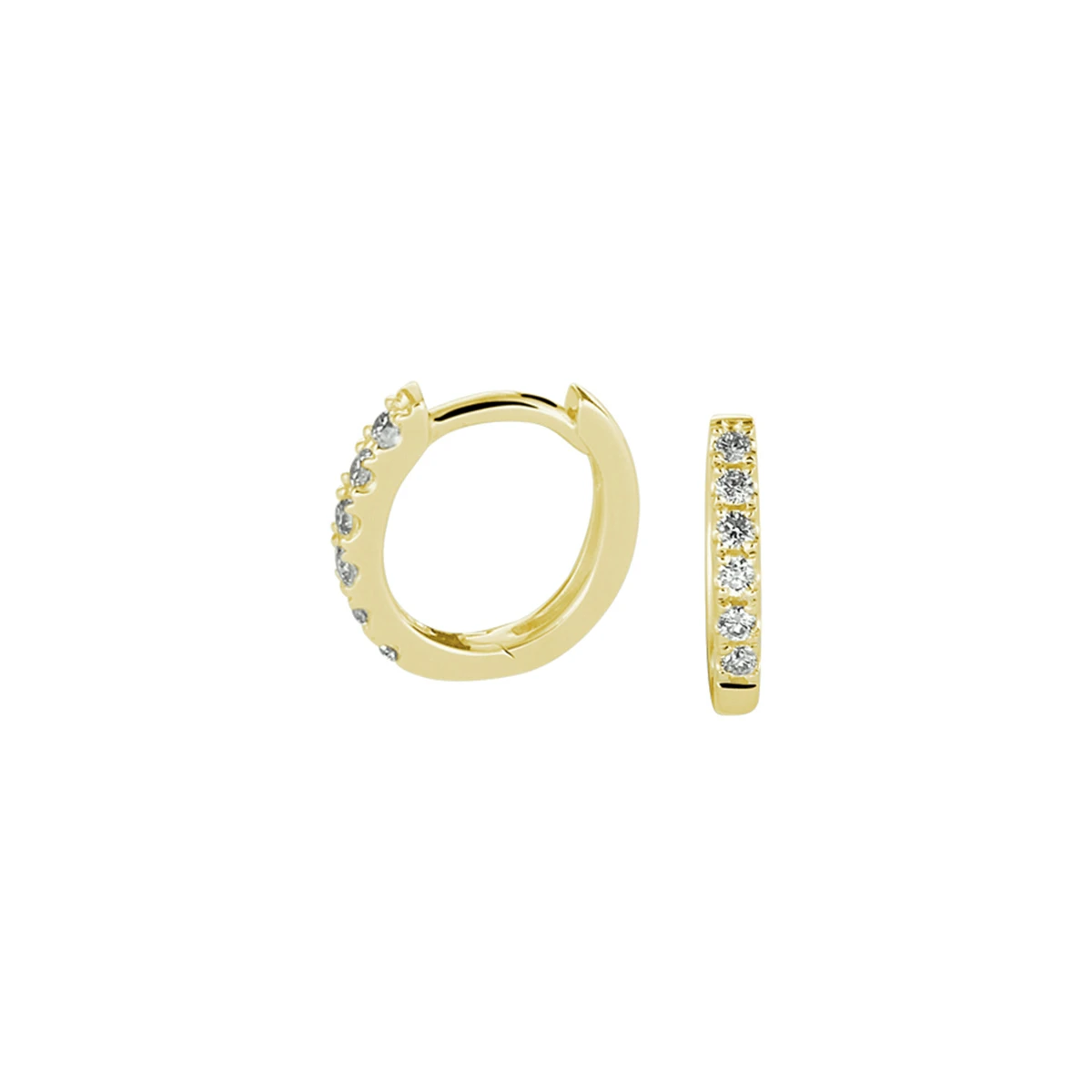 klapoorringen diamant 0.10ct (2x0.05ct) g si 14K geelgoud