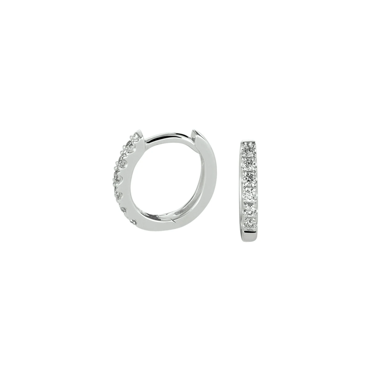 klapoorringen diamant 0.10ct (2x0.05ct) g si 14K witgoud