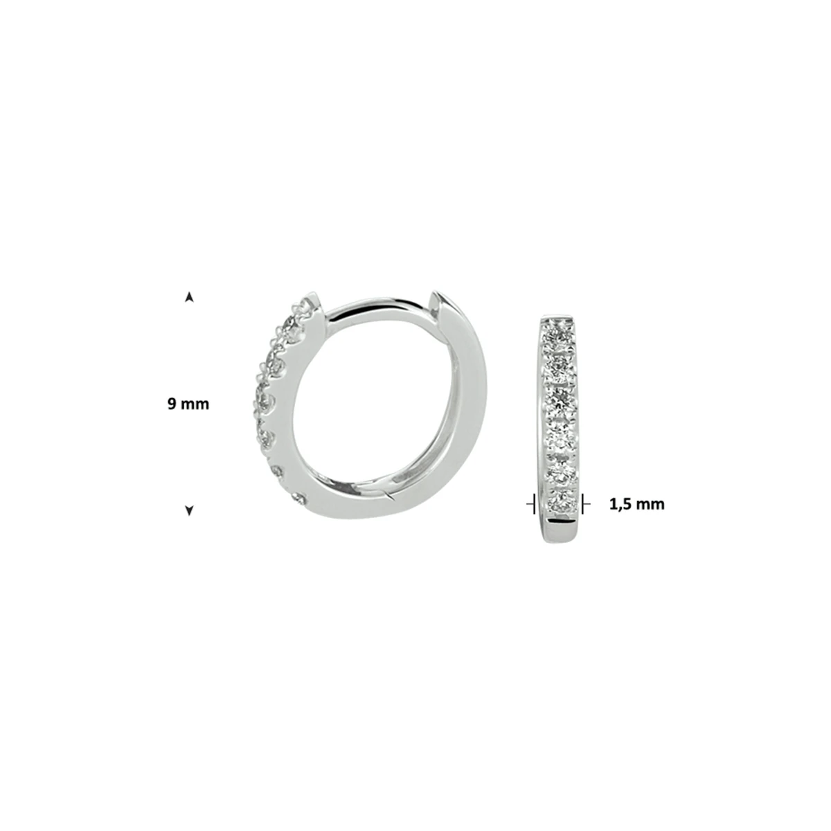 klapoorringen diamant 0.10ct (2x0.05ct) g si 14K witgoud