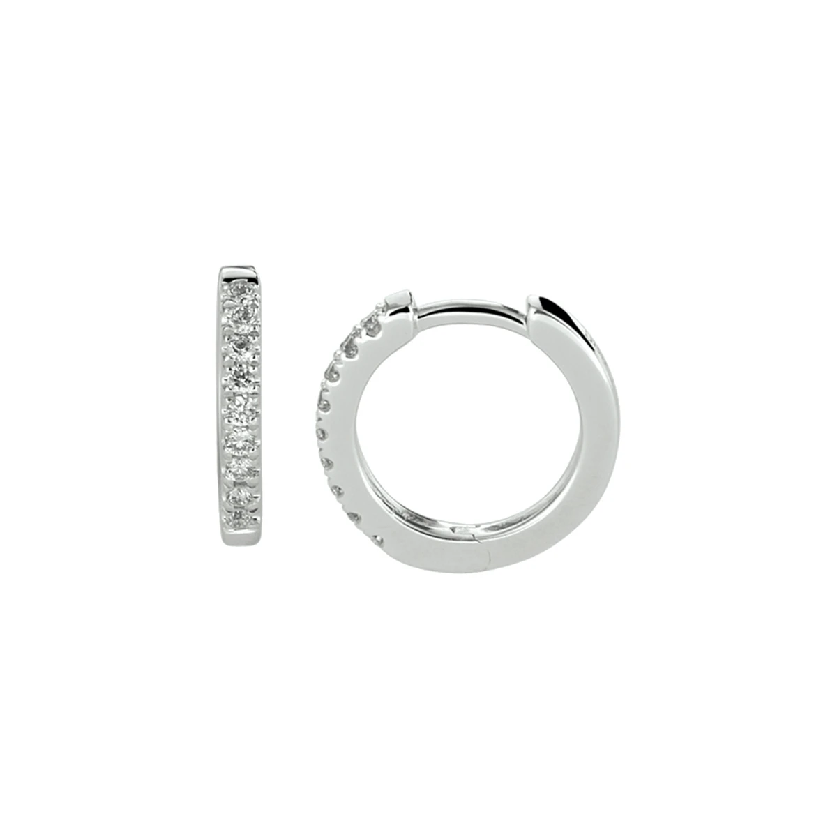 klapoorringen diamant 0.10ct (2x0.05ct) g si 14K witgoud