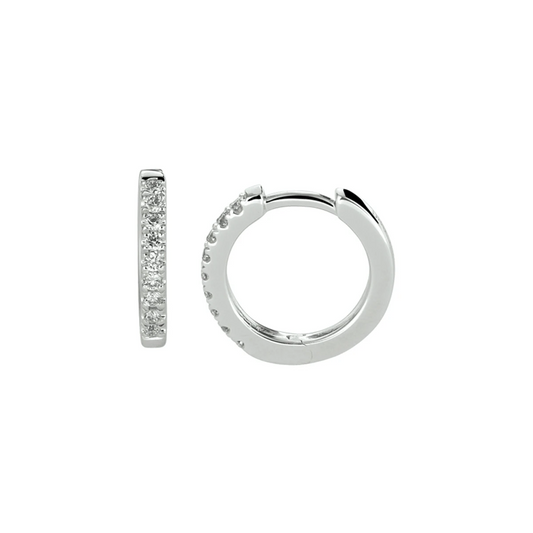 klapoorringen diamant 0.10ct (2x0.05ct) g si 14K witgoud