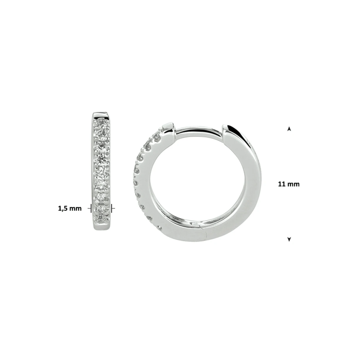 klapoorringen diamant 0.10ct (2x0.05ct) g si 14K witgoud