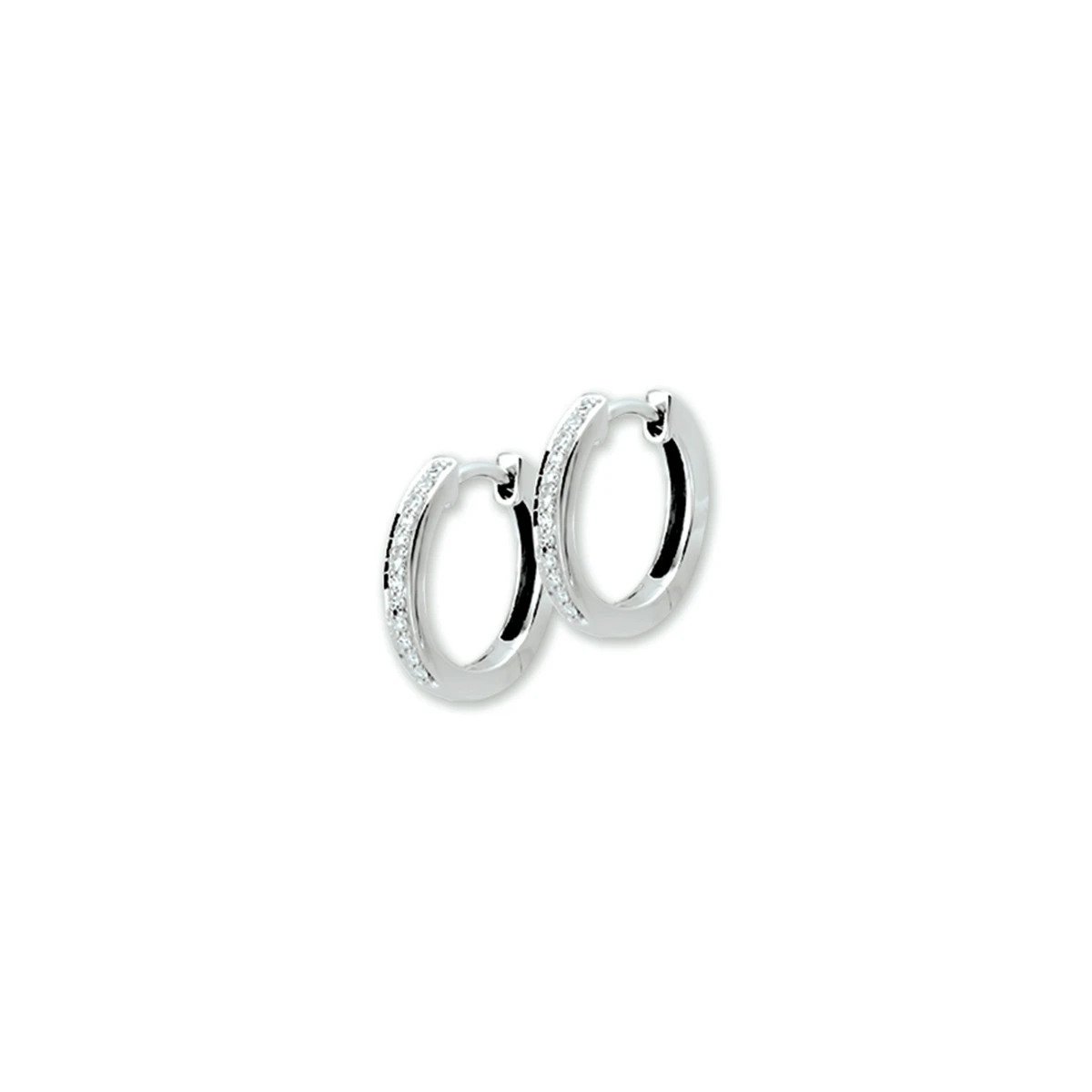 klapoorringen diamant 0.12ct (2x0.06) h si 14K witgoud