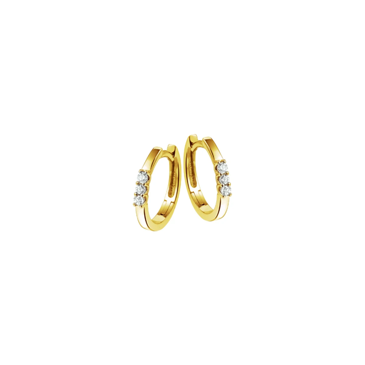 klapoorringen diamant 0.12ct (2x0.06ct) h si 14K geelgoud