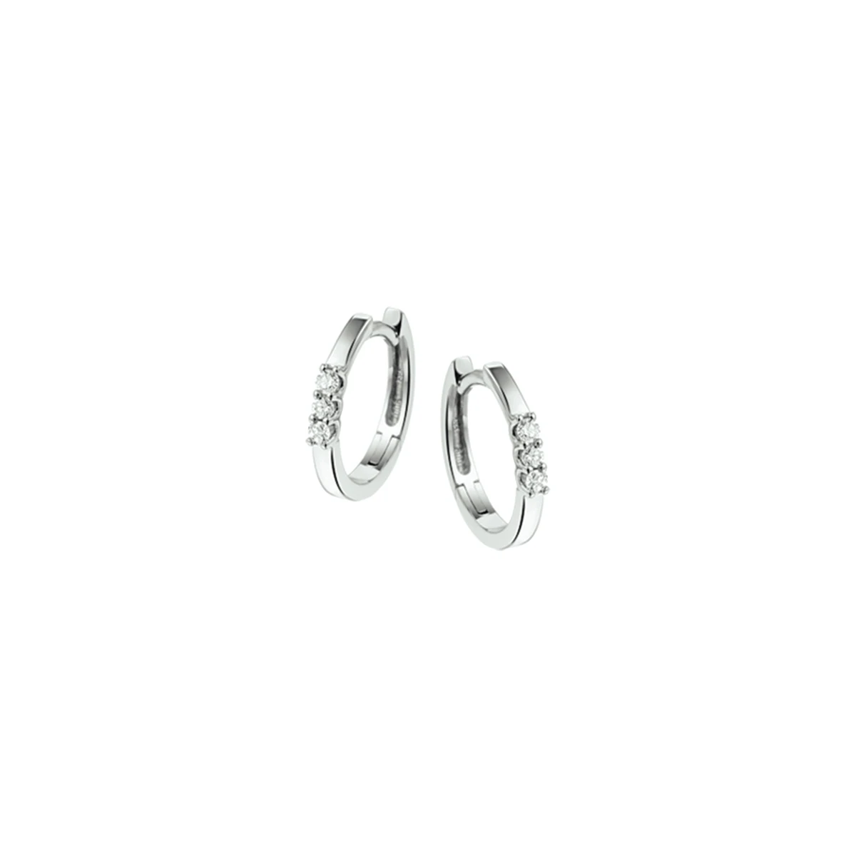 klapoorringen diamant 0.12ct (2x0.06ct) h si 14K witgoud