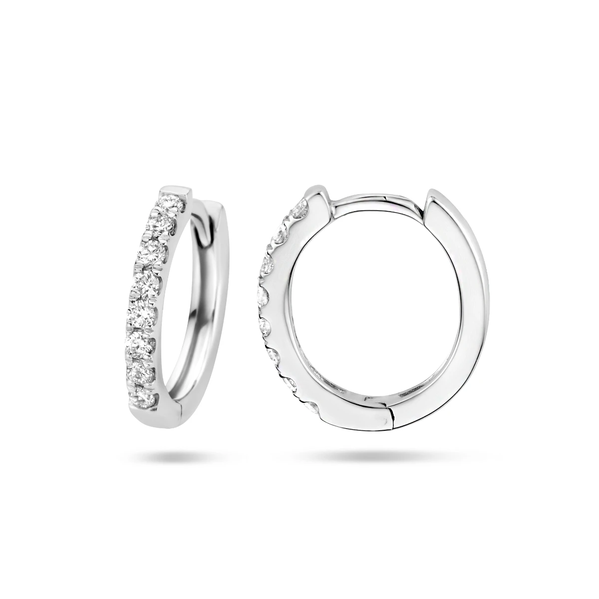 klapoorringen diamant 0.15ct (2x0.075ct) g si 14K witgoud