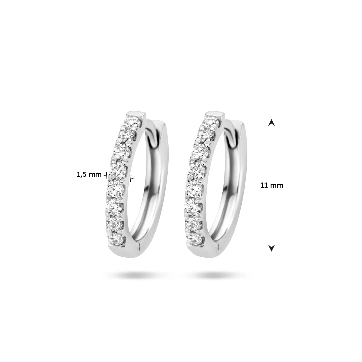klapoorringen diamant 0.15ct (2x0.075ct) g si 14K witgoud