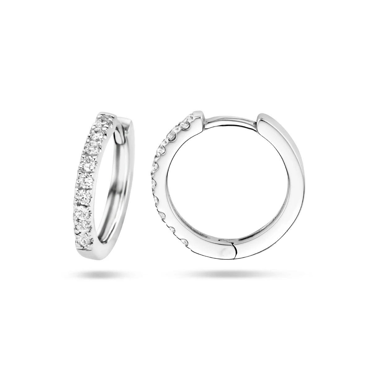 klapoorringen diamant 0.15ct (2x0.075ct) g si 14K witgoud