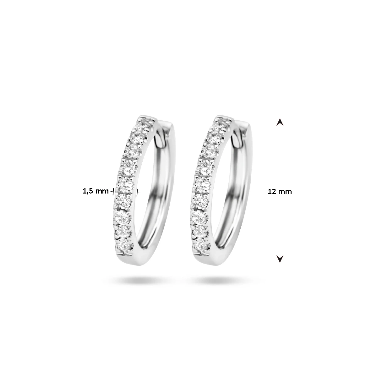 klapoorringen diamant 0.15ct (2x0.075ct) g si 14K witgoud