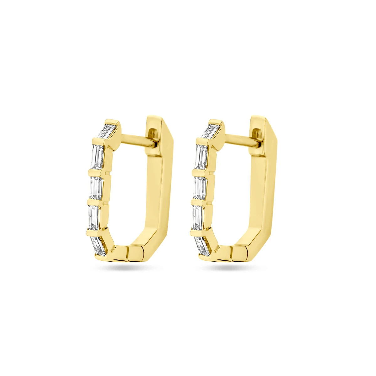 klapoorringen diamant 0.20ct (2x 0.10ct) h si 13 mm 14K geelgoud