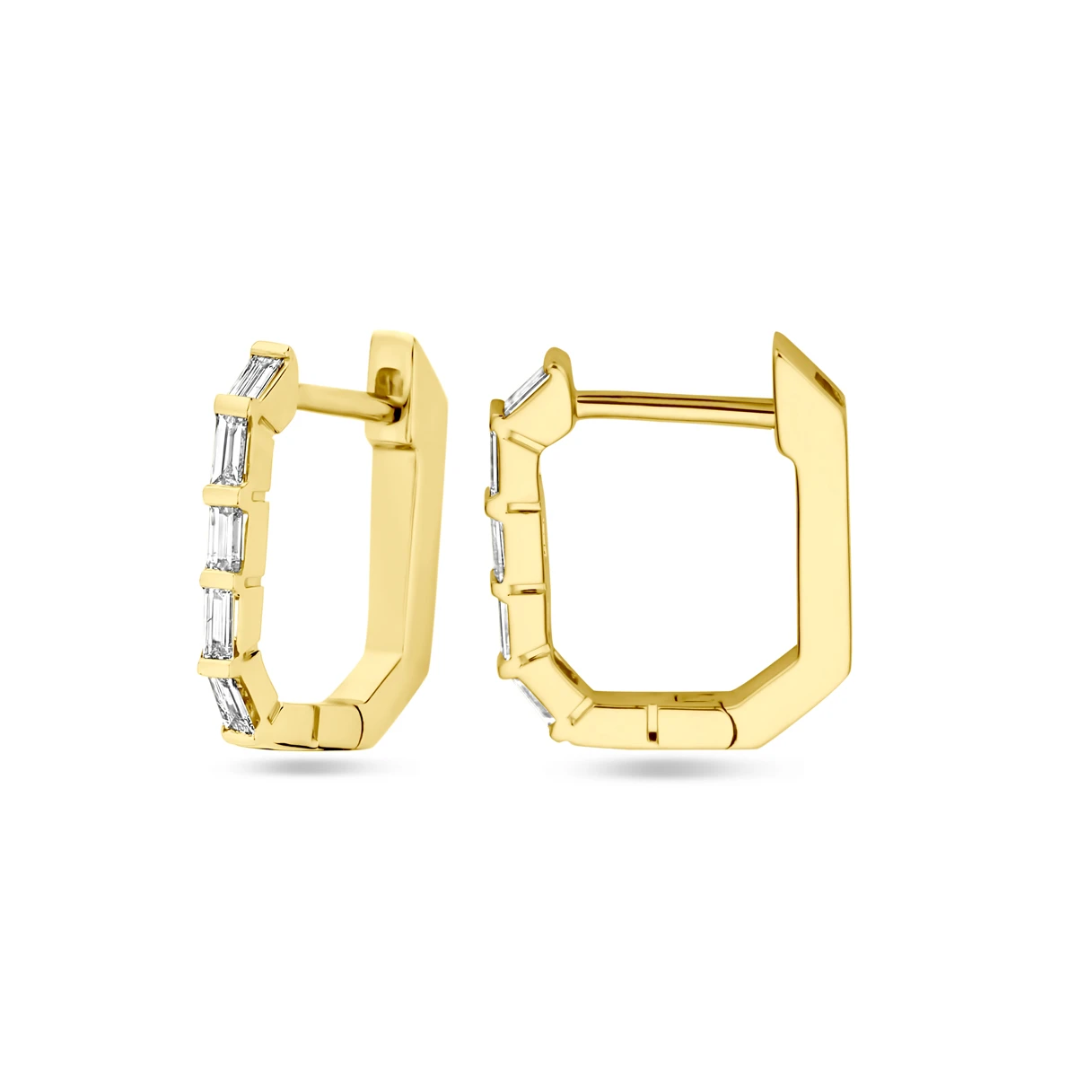 klapoorringen diamant 0.20ct (2x 0.10ct) h si 13 mm 14K geelgoud