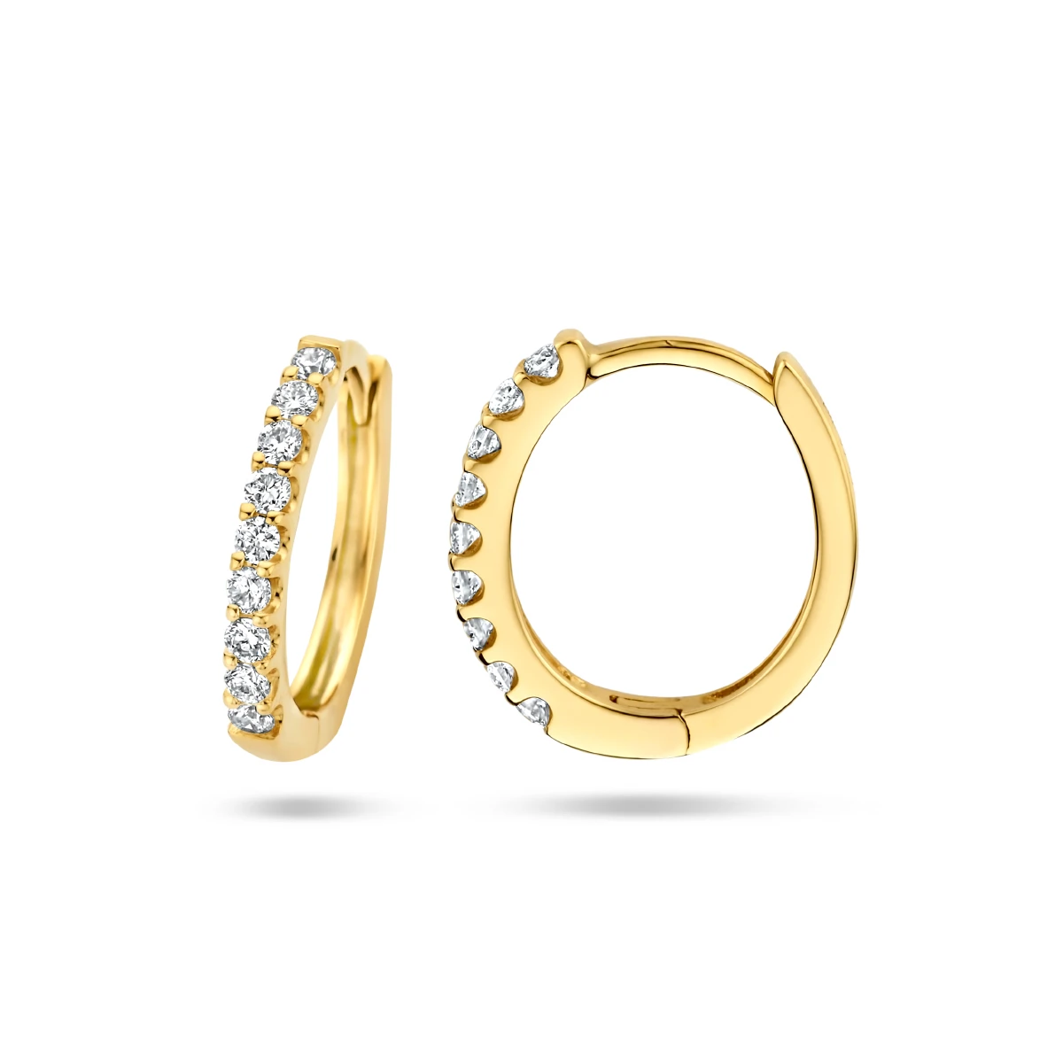 klapoorringen diamant 0.20ct (2x0.10ct) g si 14K geelgoud