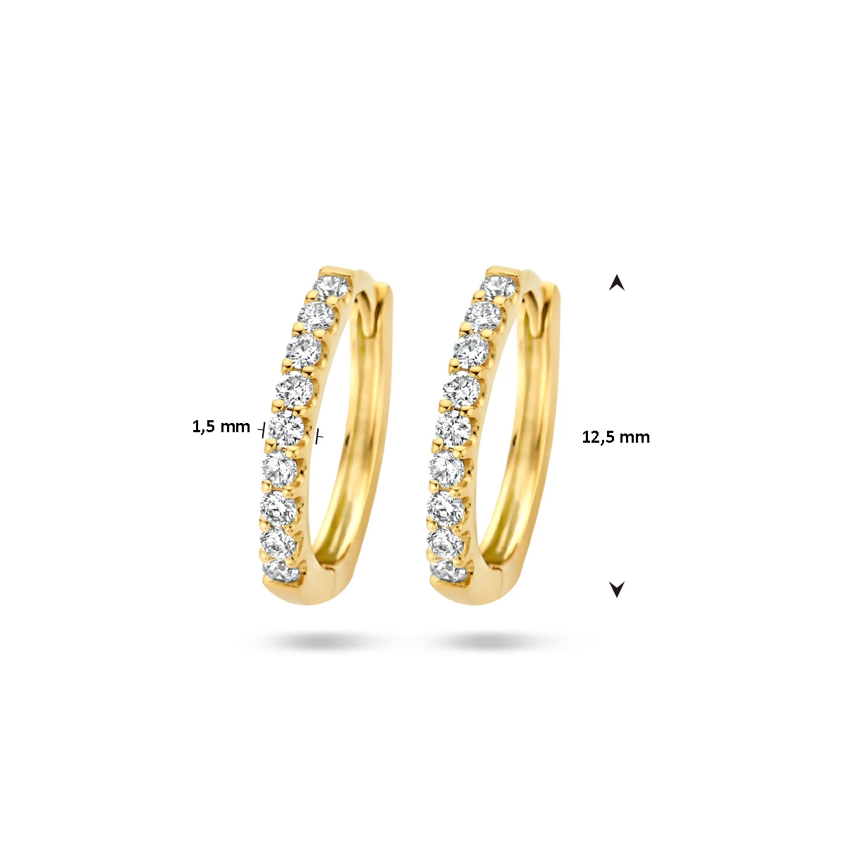 klapoorringen diamant 0.20ct (2x0.10ct) g si 14K geelgoud