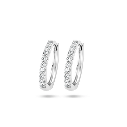 klapoorringen diamant 0.20ct (2x0.10ct) g si 14K witgoud