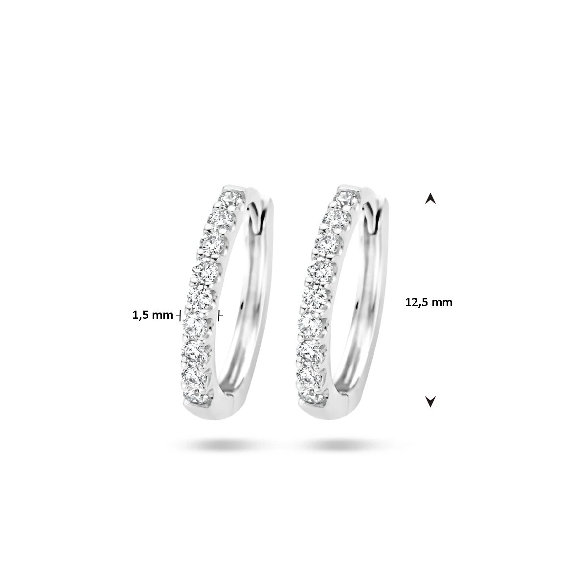klapoorringen diamant 0.20ct (2x0.10ct) g si 14K witgoud