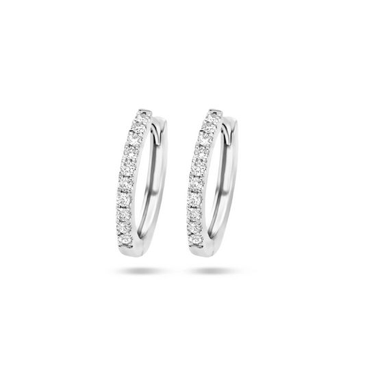 klapoorringen diamant 0.20ct (2x0.10ct) g si 14K witgoud