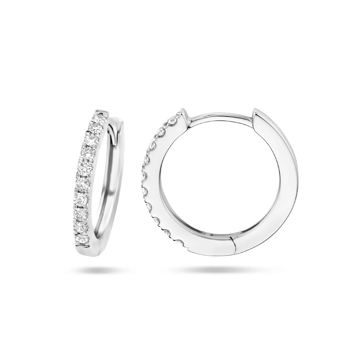 klapoorringen diamant 0.20ct (2x0.10ct) g si 14K witgoud