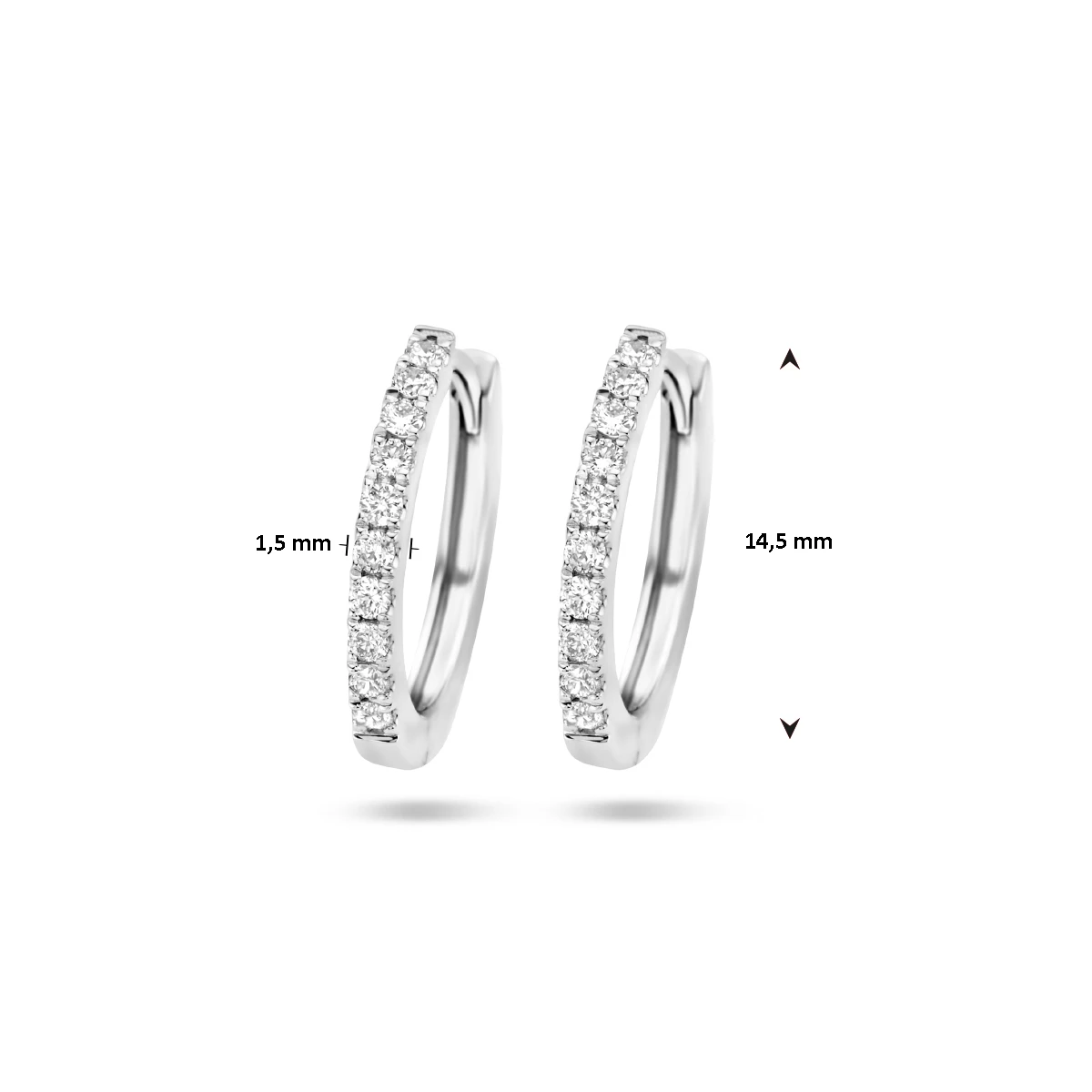 klapoorringen diamant 0.20ct (2x0.10ct) g si 14K witgoud