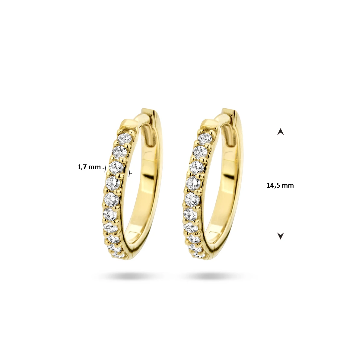 klapoorringen diamant 0.23ct (2x0.115) h p1 14K geelgoud