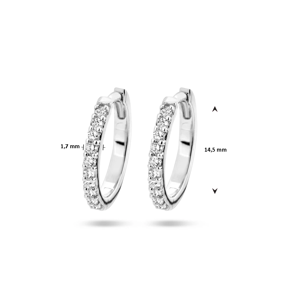 klapoorringen diamant 0.23ct (2x0.115) h p1 14K witgoud
