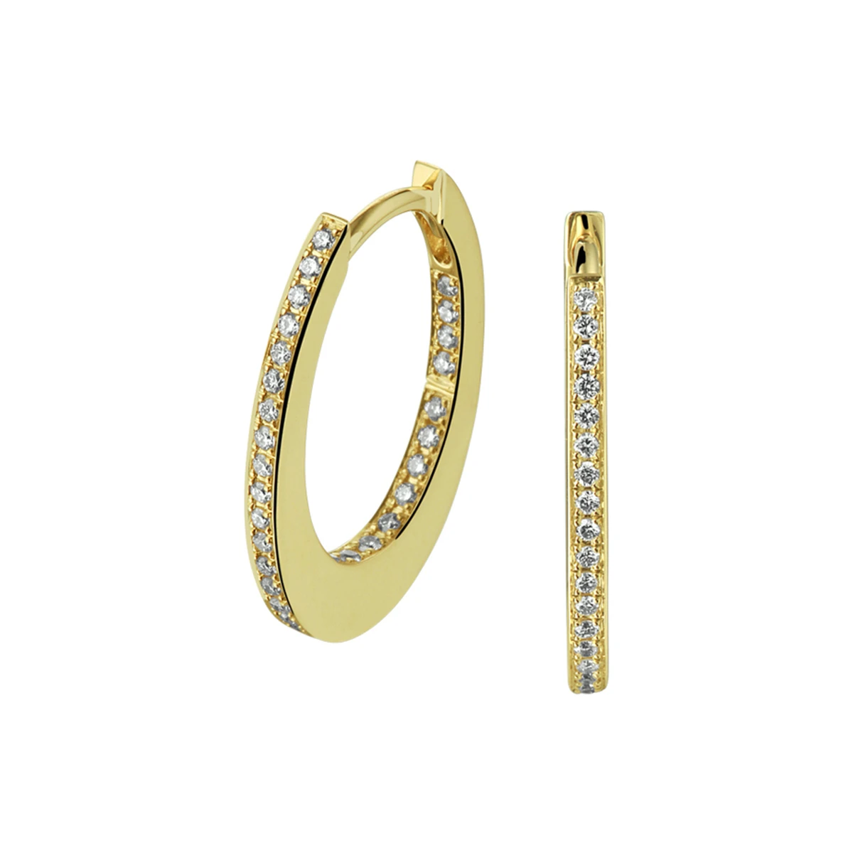 klapoorringen diamant 0.24ct (2x0.12ct) h si 14K geelgoud