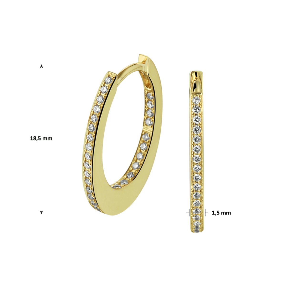 klapoorringen diamant 0.24ct (2x0.12ct) h si 14K geelgoud