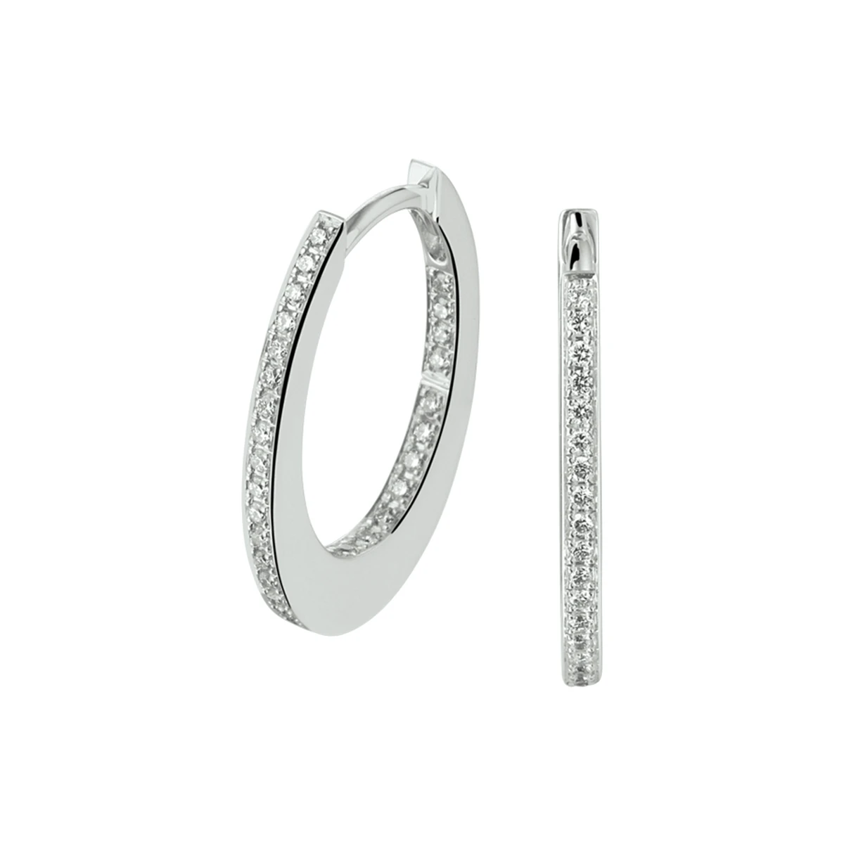 klapoorringen diamant 0.24ct (2x0.12ct) h si 14K witgoud