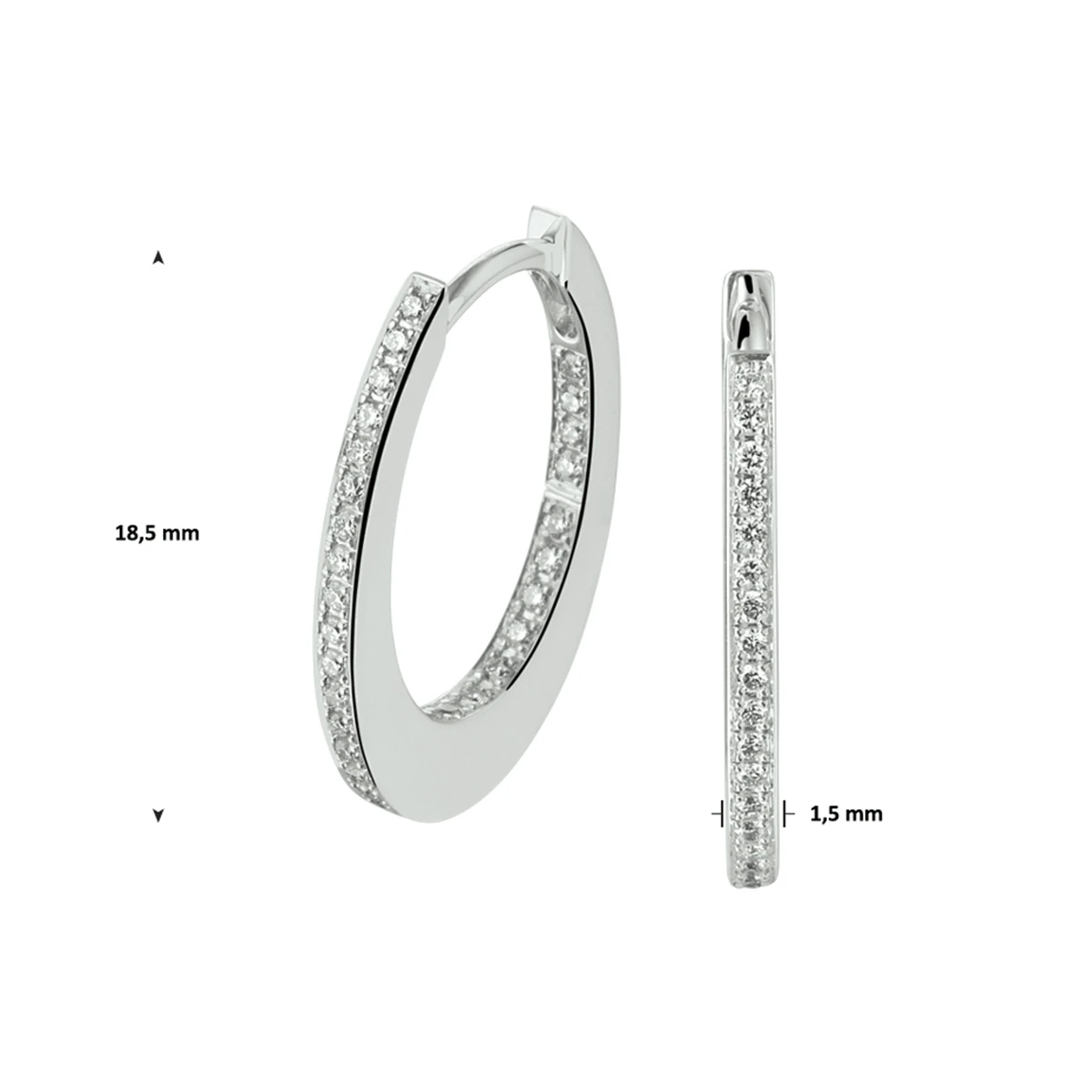 klapoorringen diamant 0.24ct (2x0.12ct) h si 14K witgoud