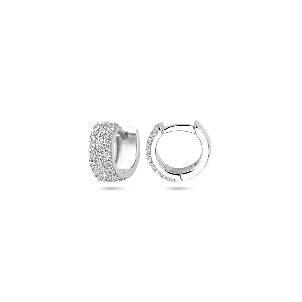 Klapoorringen diamant 0.40ct (2x 0.20ct) h si 10 mm 14K witgoud