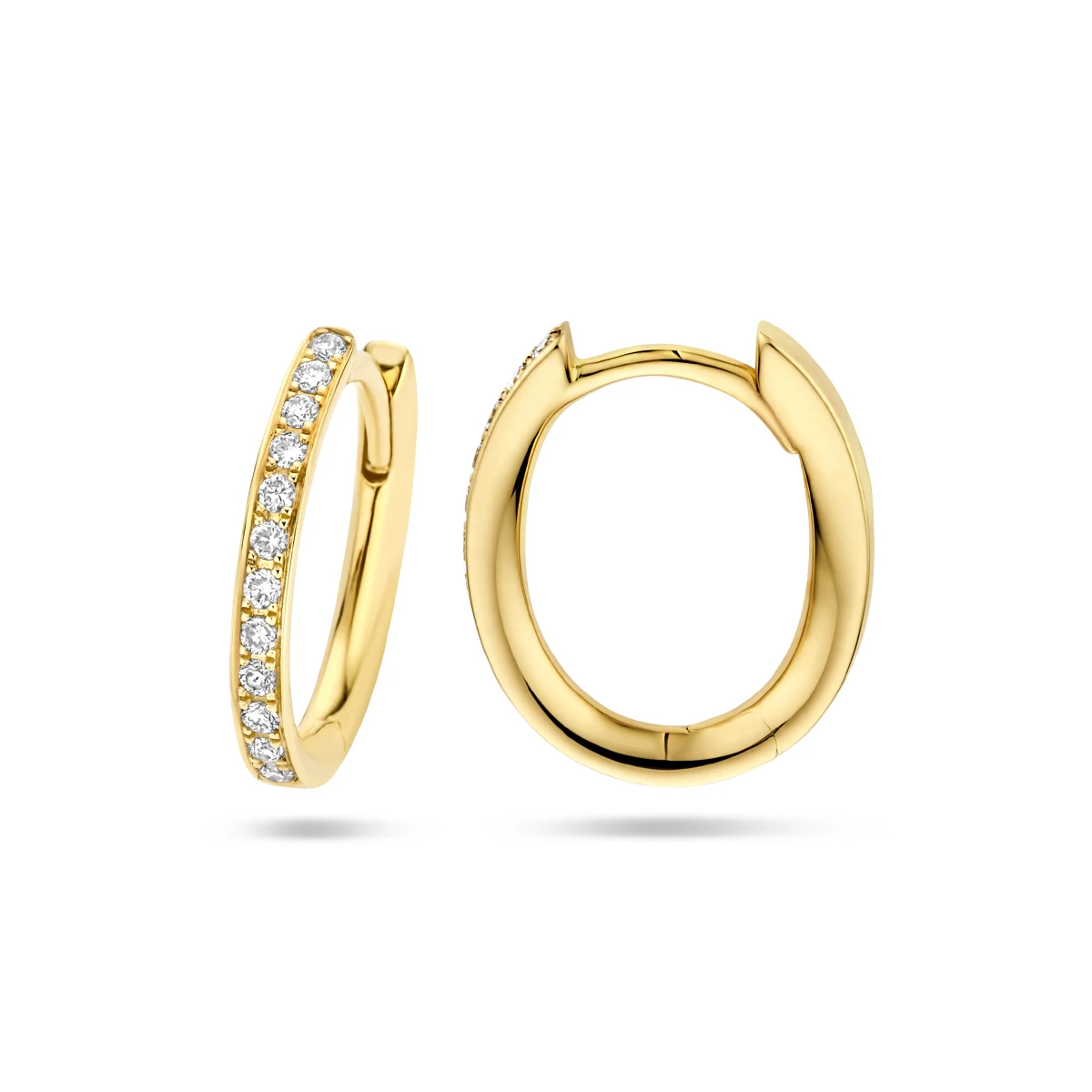 klapoorringen diamant h si 14K geelgoud