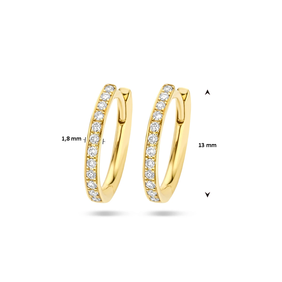 klapoorringen diamant h si 14K geelgoud