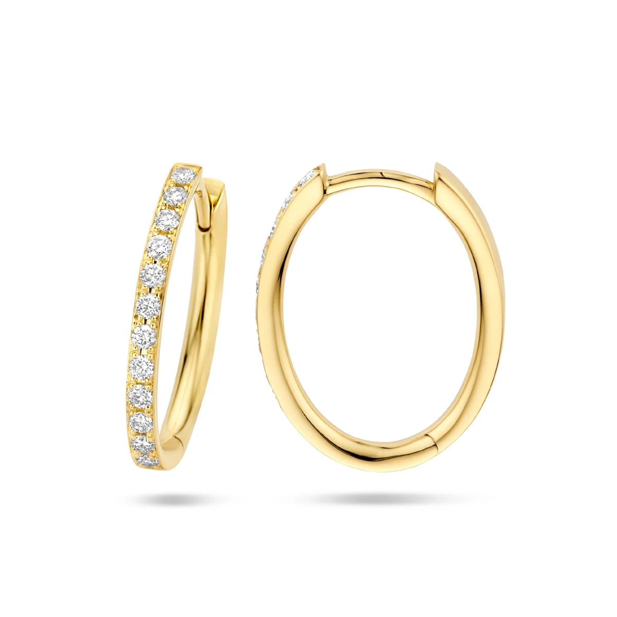klapoorringen diamant h si 14K geelgoud