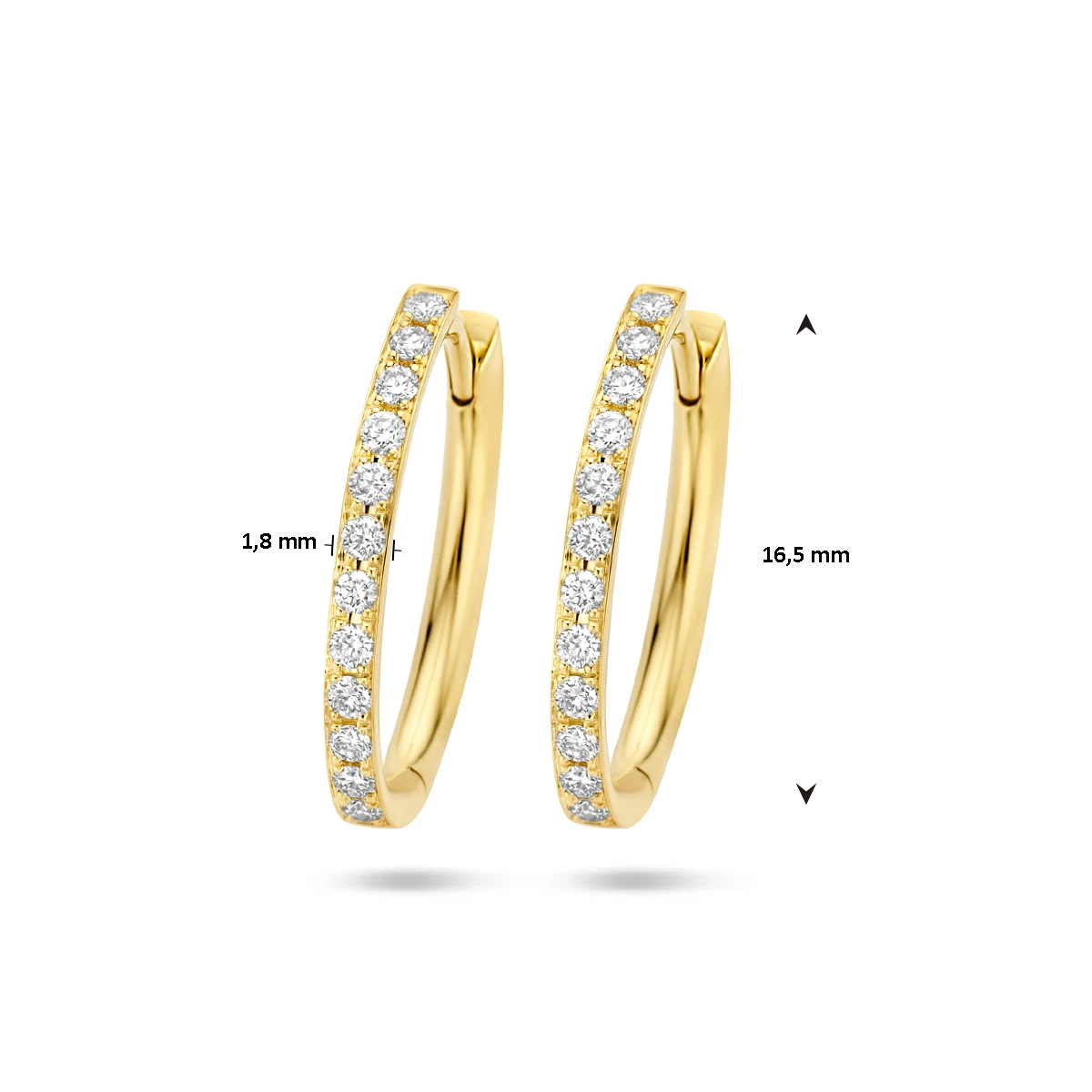 klapoorringen diamant h si 14K geelgoud